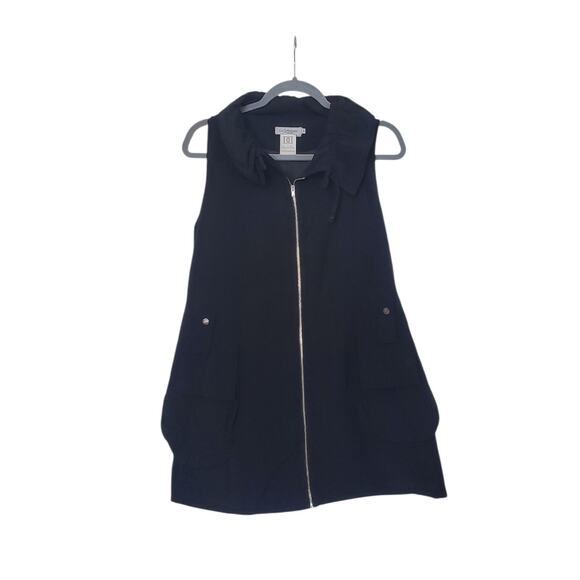 Dzhavael Couture Lagenlook Black Sleeveless Full Zip Vest Dress, Women's Medium - Picture 1 of 14